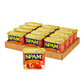 SPAM Tocino seasoning can on shelf, ready to upgrade breakfasts and lunches.