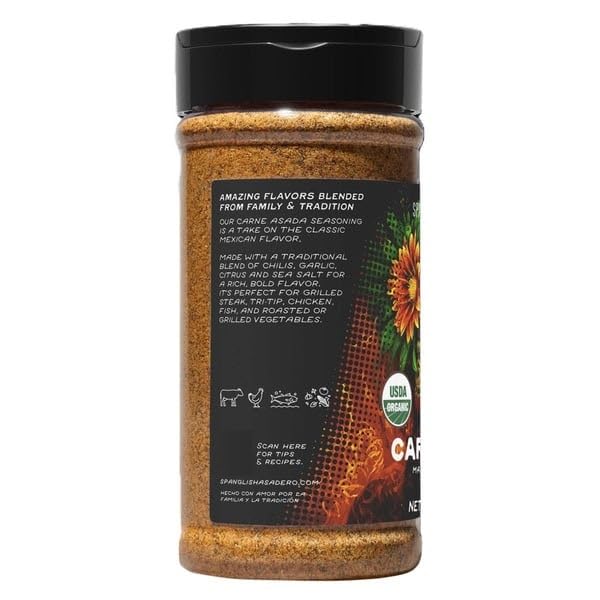 Spanglish Asadero seasoned steak plate; elevates citrus and chili aroma