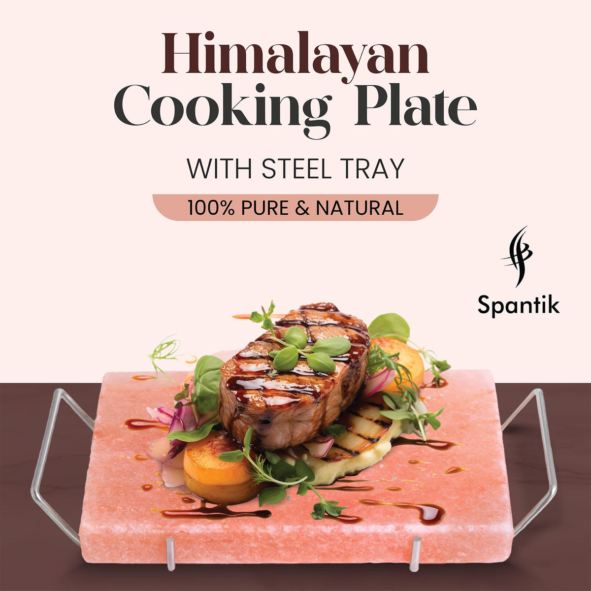 Close-up of Spantik Himalayan salt block highlighting natural pink crystals