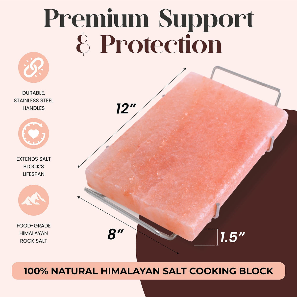 Salt block used as a cutting board for meats and vegetables