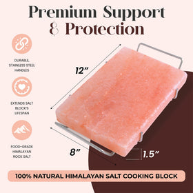 Salt block used as a cutting board for meats and vegetables