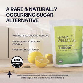Sparkle Wellness Organic Allulose scoop for precise baking measurements.