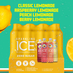 Sparkling Ice Berry Lemonade bottle highlighting fruity notes and zero sugar.