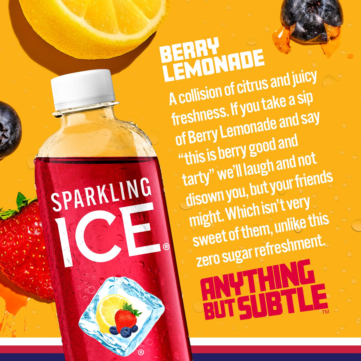 Sparkling Ice Berry Lemonade being poured into a glass for a refreshing moment.