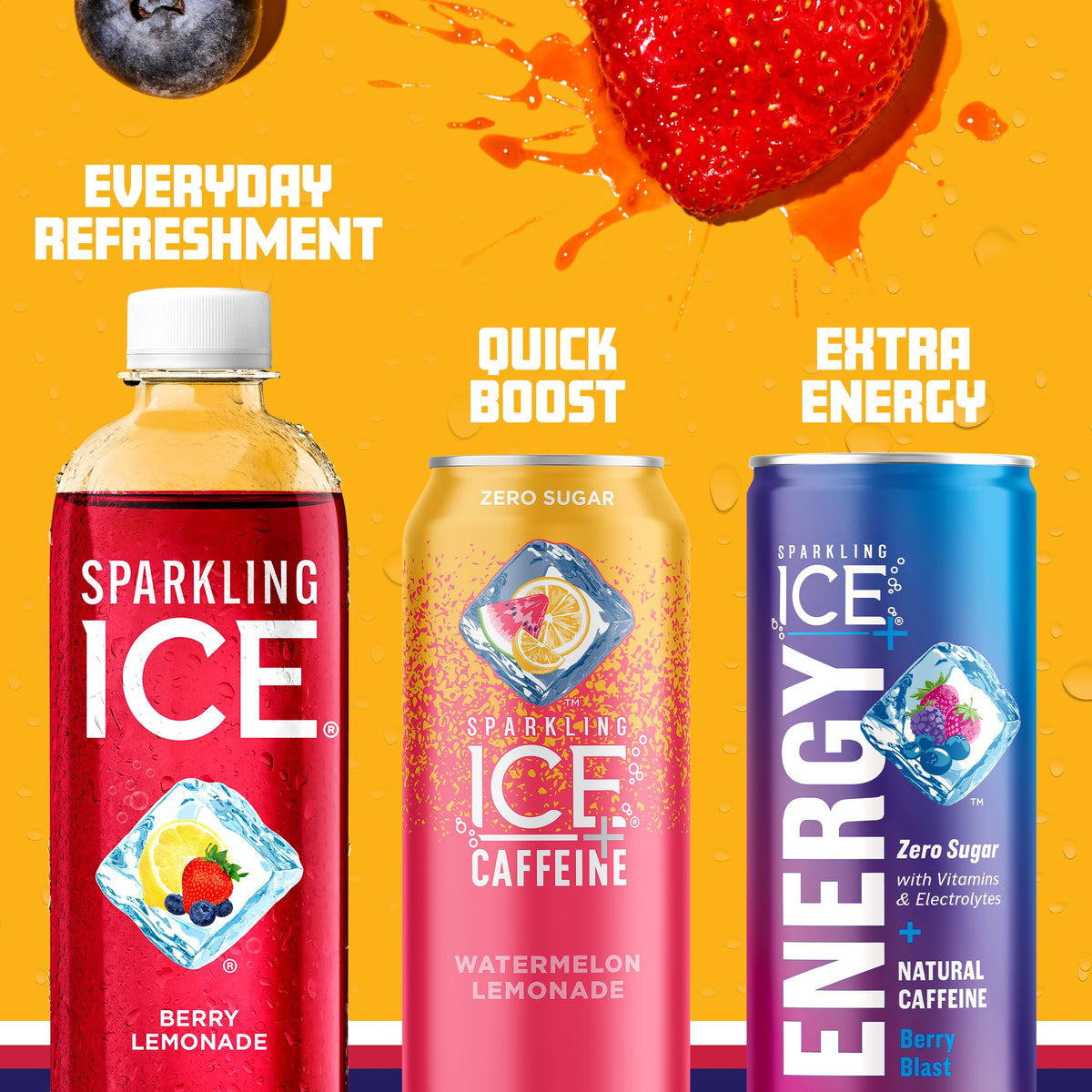 Ingredients and vitamins on Sparkling Ice Berry Lemonade bottle label.