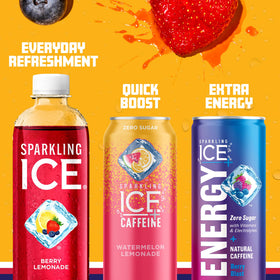 Ingredients and vitamins on Sparkling Ice Berry Lemonade bottle label.