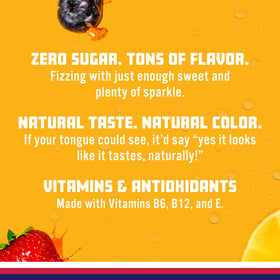 Berry Lemonade label highlighting natural colors and vitamin content.