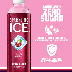 Sparkling Ice Black Cherry served over ice in a chilled glass.