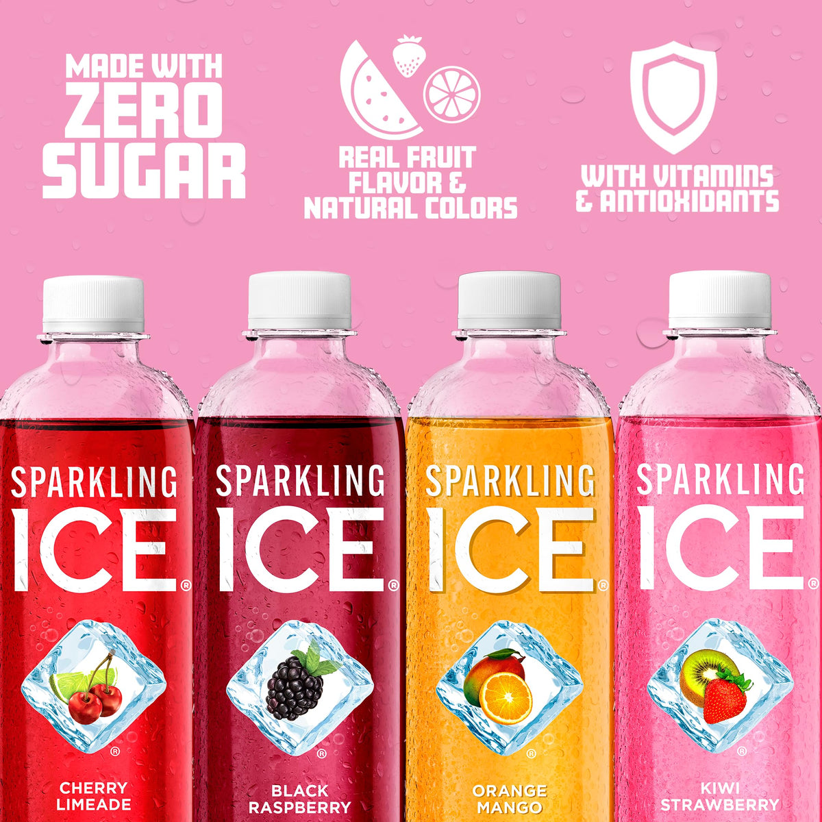 Sparkling Ice Black Raspberry bottle with bold berry aroma.