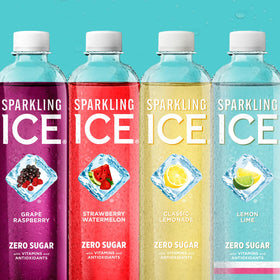 Front view of Sparkling Ice Blue Variety Pack showing four flavors.