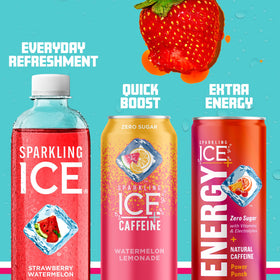 Close-up of Sparkling Ice label highlighting vitamins and antioxidants.