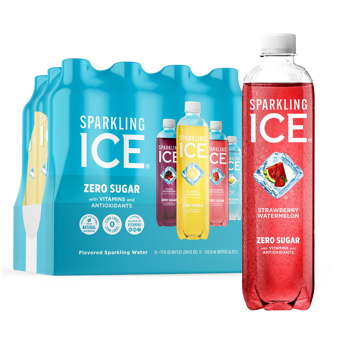 Sparkling Ice Lemonade bottle from the Blue Variety Pack with zero sugar and low calories.