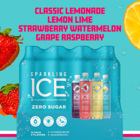 Sparkling Ice Strawberry Watermelon bottle high flavor with zero sugar.