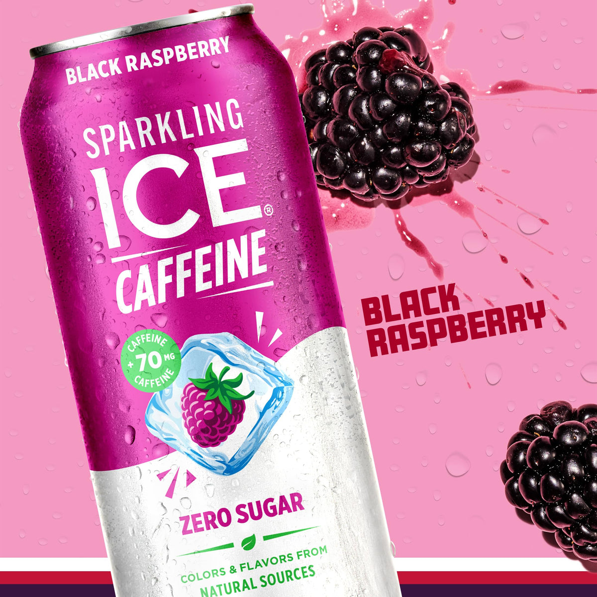 Sparkling Ice Caffeine Black Raspberry served in a glass with ice