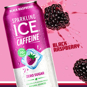 Sparkling Ice Caffeine Black Raspberry served in a glass with ice