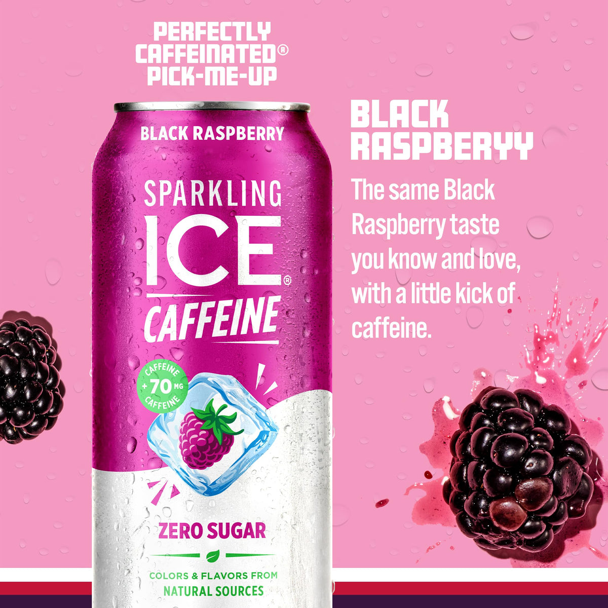 Sparkling Ice Caffeine Black Raspberry can side label with vitamin info