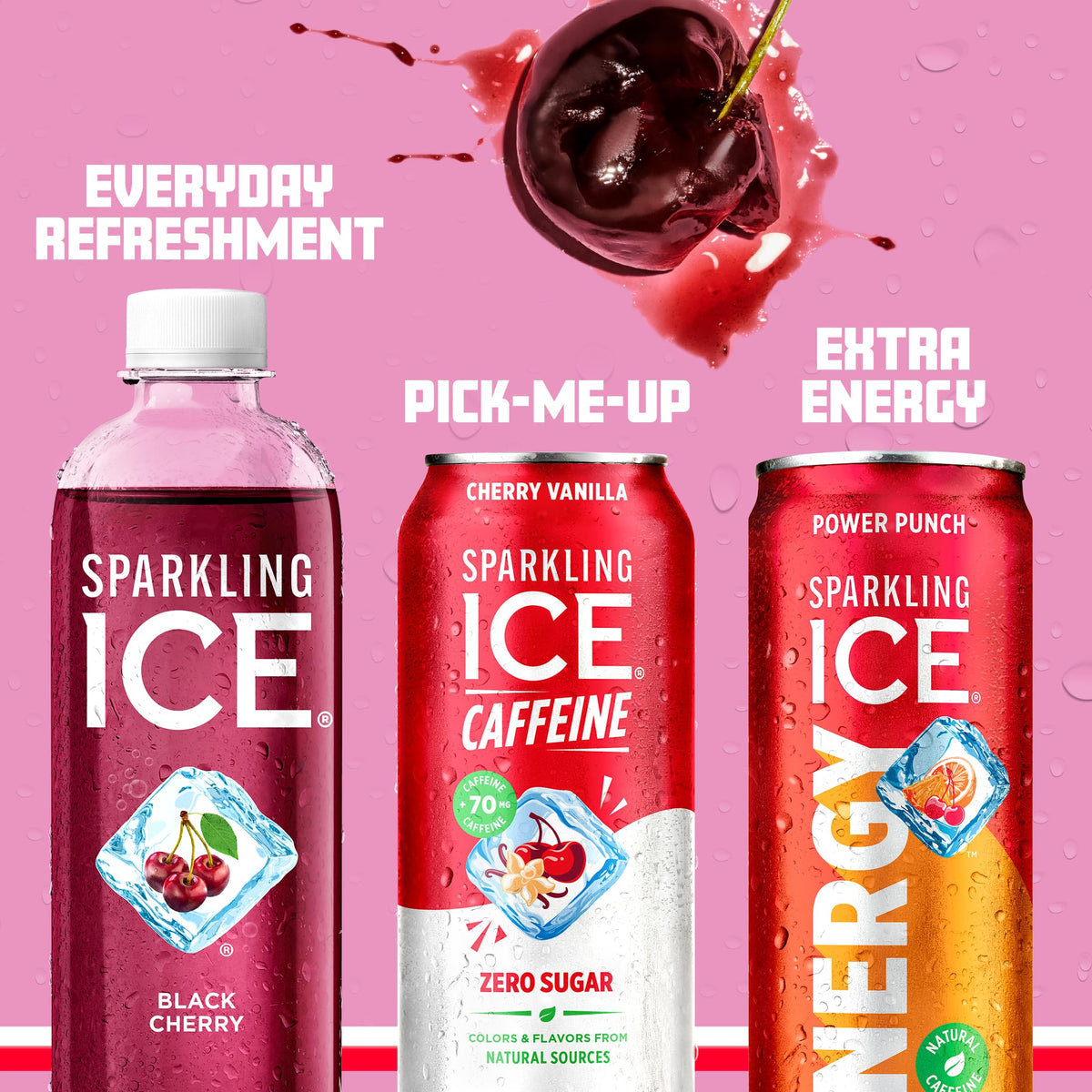 Sparkling Ice label shows zero sugar and five calories per can.