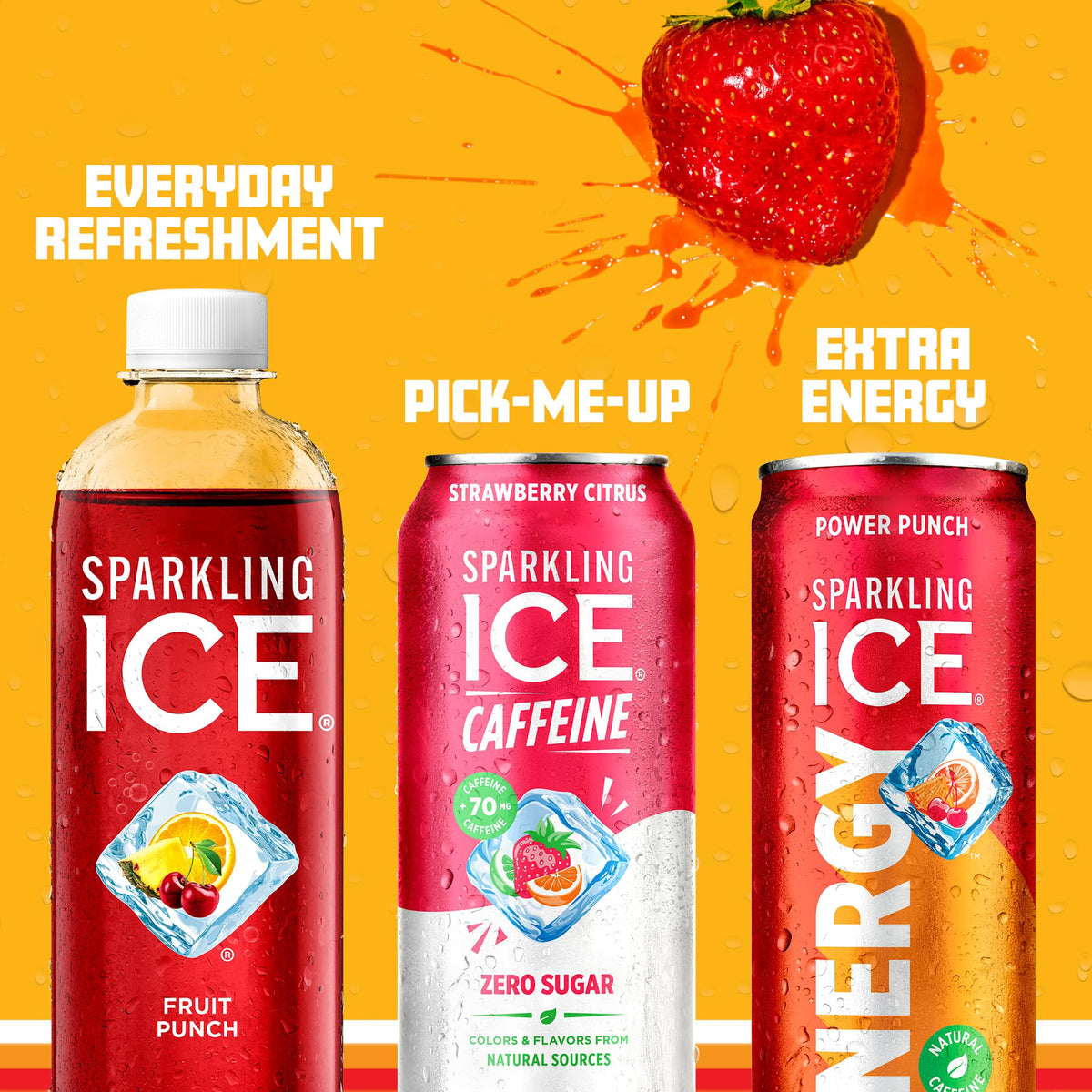 Sparkling Ice Caffeine Strawberry Citrus can in a cool settings for on-the-go refreshment