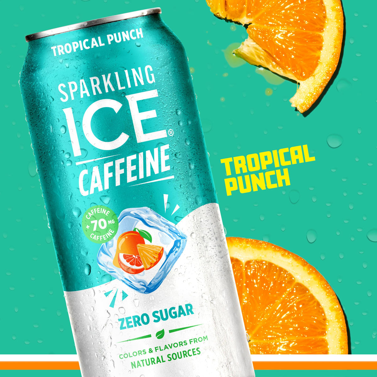 Sparkling Ice Caffeine Tropical Punch ingredients panel emphasizes vitamins and antioxidants