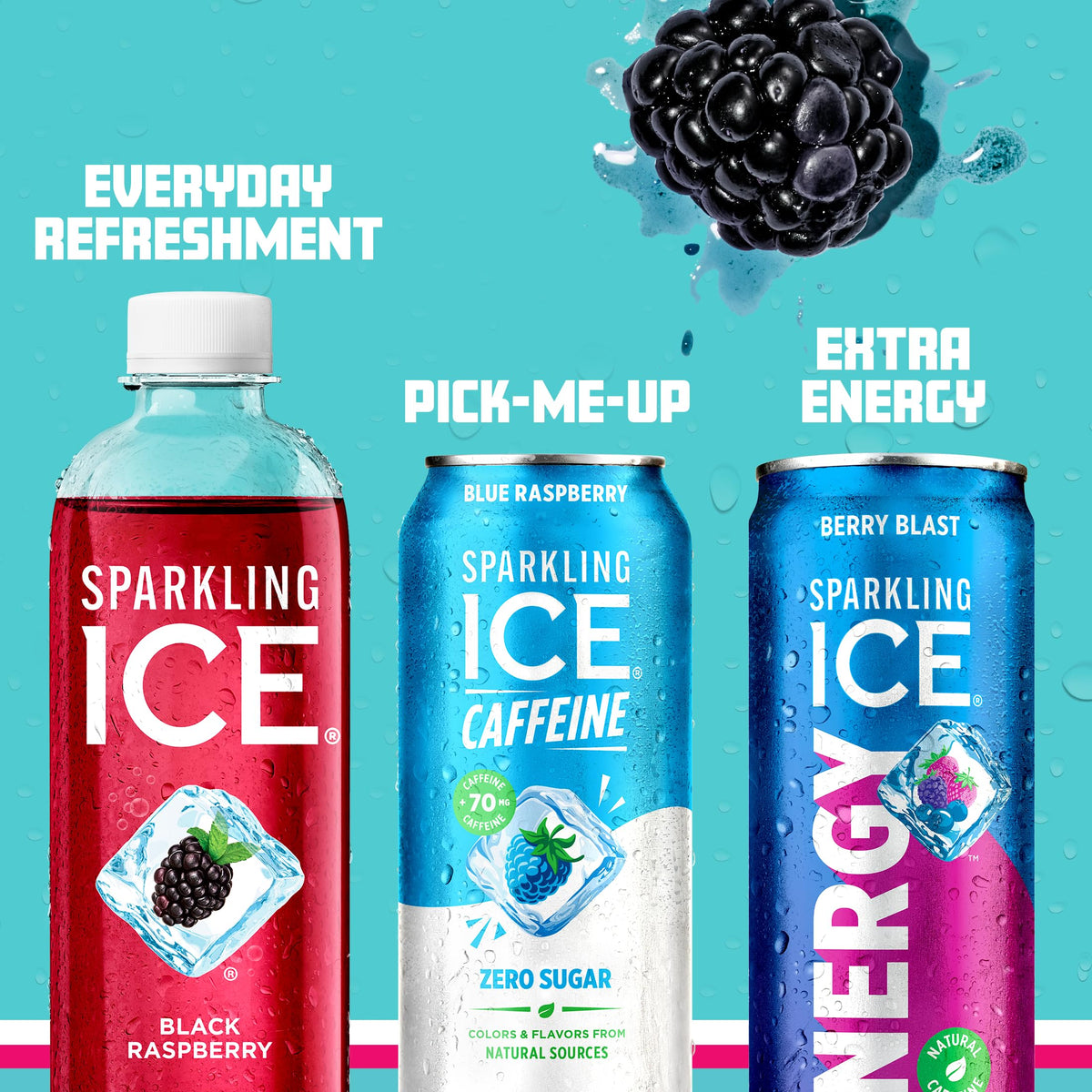 Sparkling Ice caffeine variety pack Strawberry Citrus can blends fruity notes with vitamins.