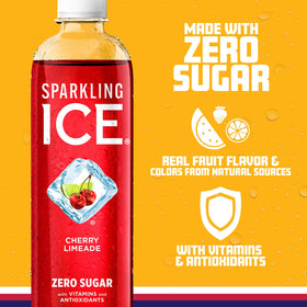 Pouring Sparkling Ice Cherry Limeade into a glass for a refreshing taste.