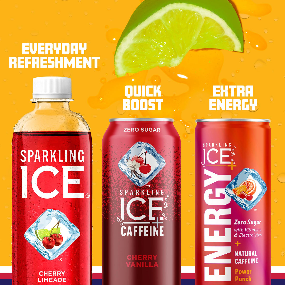 Close-up of Sparkling Ice Cherry Limeade label emphasizing natural colors.