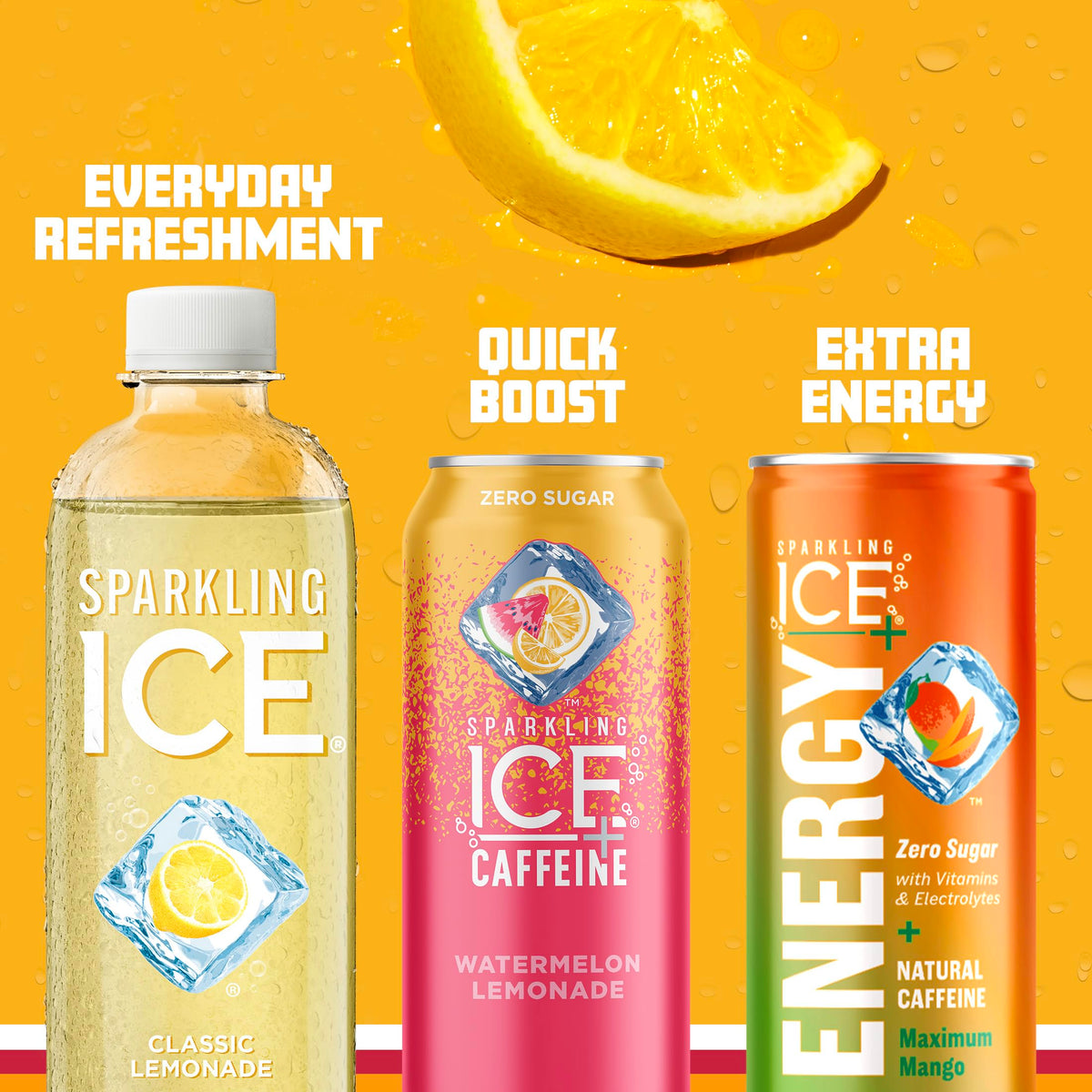 Sparkling Ice Classic Lemonade ingredients label shows natural colors and vitamins.