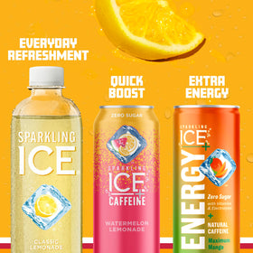 Sparkling Ice Classic Lemonade ingredients label shows natural colors and vitamins.