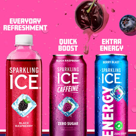 Sparkling Ice Energy Berry Blast on-the-go packaging ready for travel