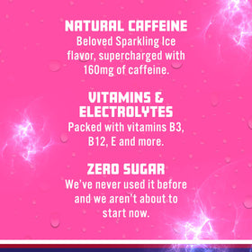 Sparkling Ice Energy Berry Blast vitamins and electrolytes icon suggests daily energy support