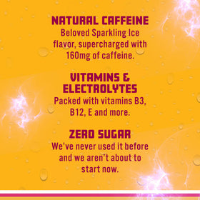 Sparkling Ice Energy Power Punch vitamins and electrolytes badge on the can.