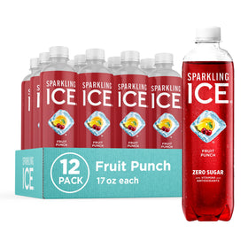 Sparkling Ice Fruit Punch bottle front showing vibrant flavor and zero sugar.