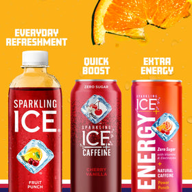 Sparkling Ice Fruit Punch label closeup revealing natural color sources.