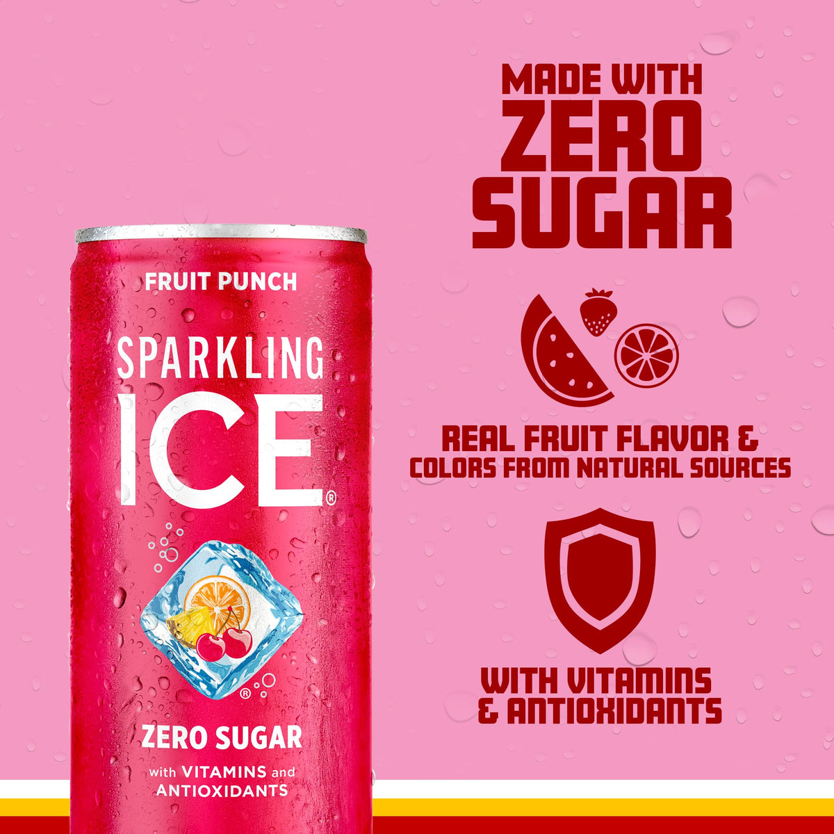 Sparkling Ice Fruit Punch vitamin and antioxidant label highlights B6, B12, and E for daily support.