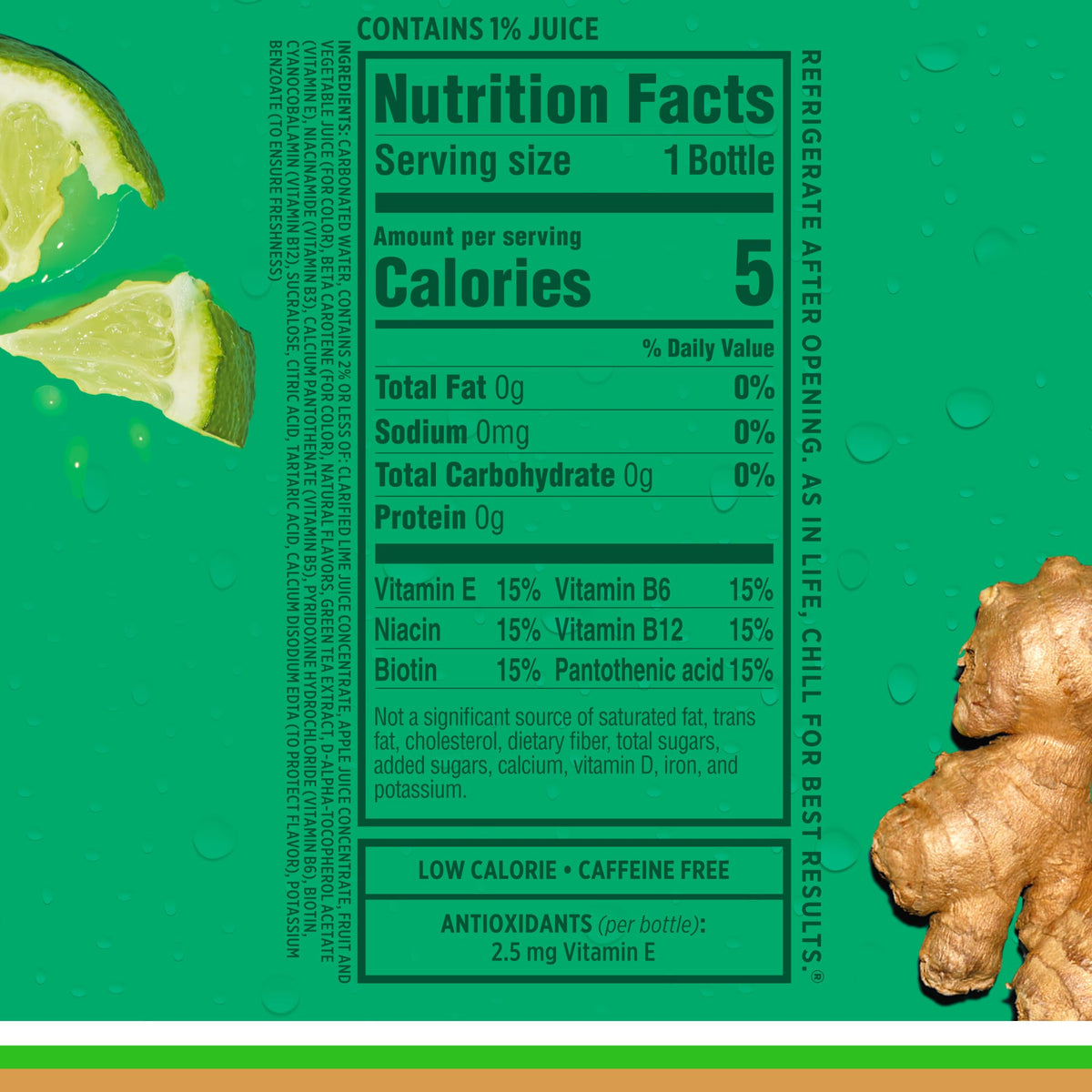 12-pack of Sparkling Ice Ginger Lime bottles for home or office hydration.