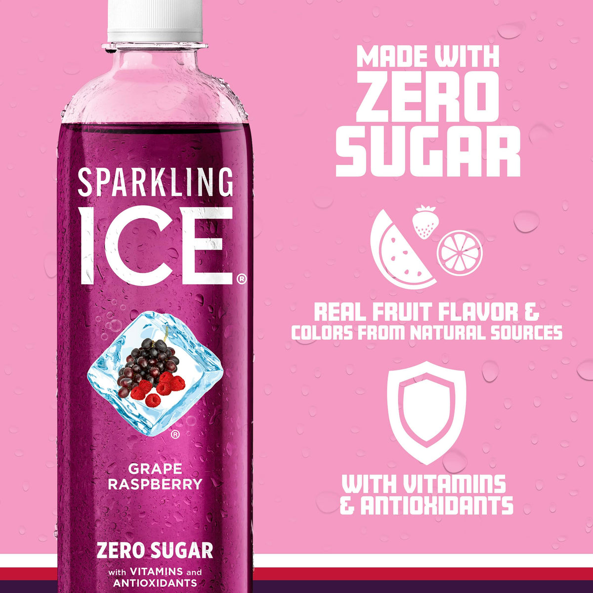 Sparkling Ice Grape Raspberry pack of 12 bottles ready for on-the-go refreshment.