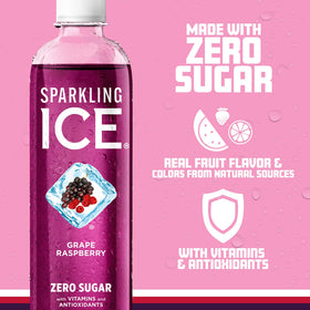 Sparkling Ice Grape Raspberry pack of 12 bottles ready for on-the-go refreshment.