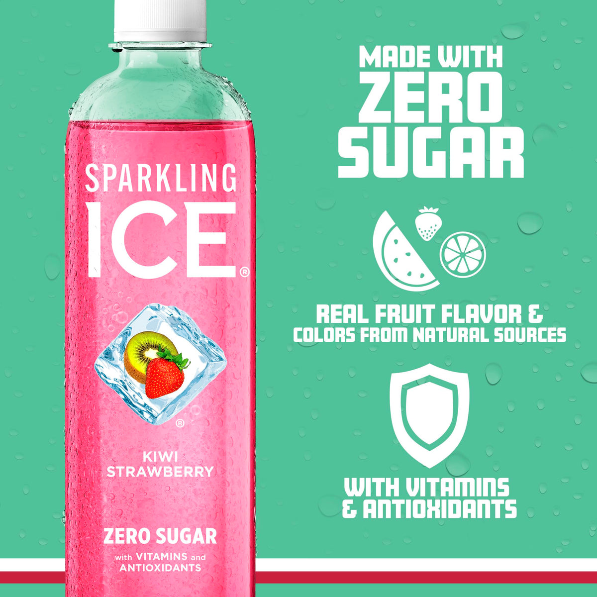 Sparkling Ice Kiwi Strawberry multi-pack display emphasizes convenient refreshment