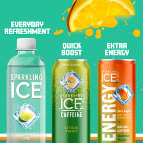 Sparkling Ice Lemon Lime bubbles rising in glass signal lively, refreshing taste.