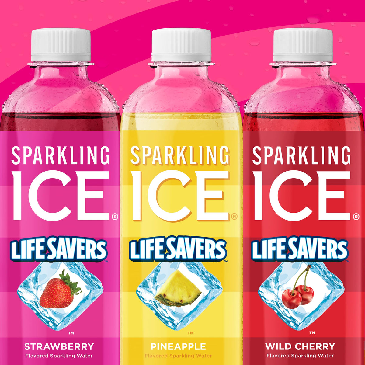 Pack of 12 Sparkling Ice Lifesavers Strawberry bottles for convenient hydration