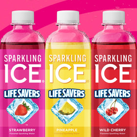 Pack of 12 Sparkling Ice Lifesavers Strawberry bottles for convenient hydration