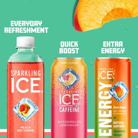 Nutrition label for Sparkling Ice Peach Nectarine, highlighting vitamins