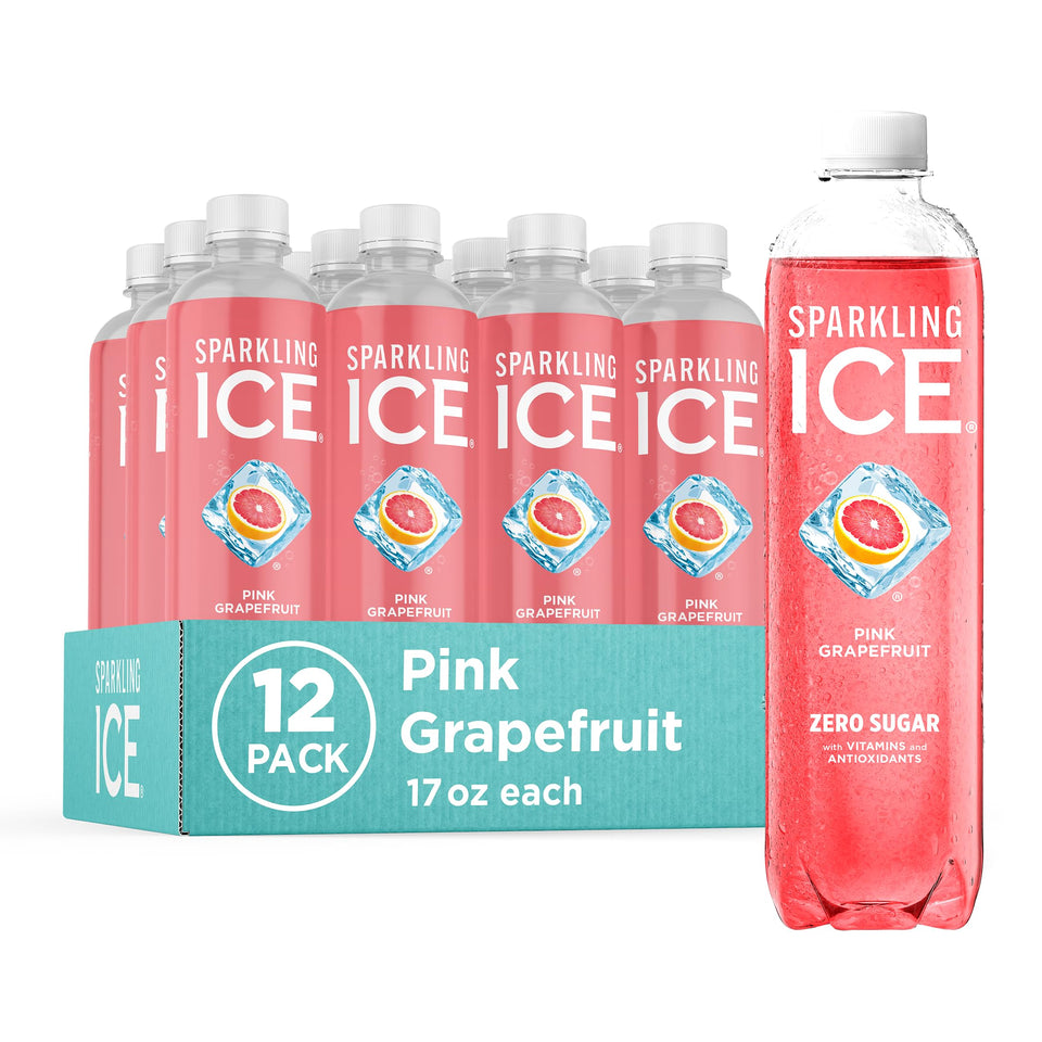 Sparkling Ice Pink Grapefruit bottle showing zero sugar and bold flavor