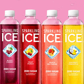 Sparkling Ice Fruit Punch bottle bursting with flavor and zero sugar.