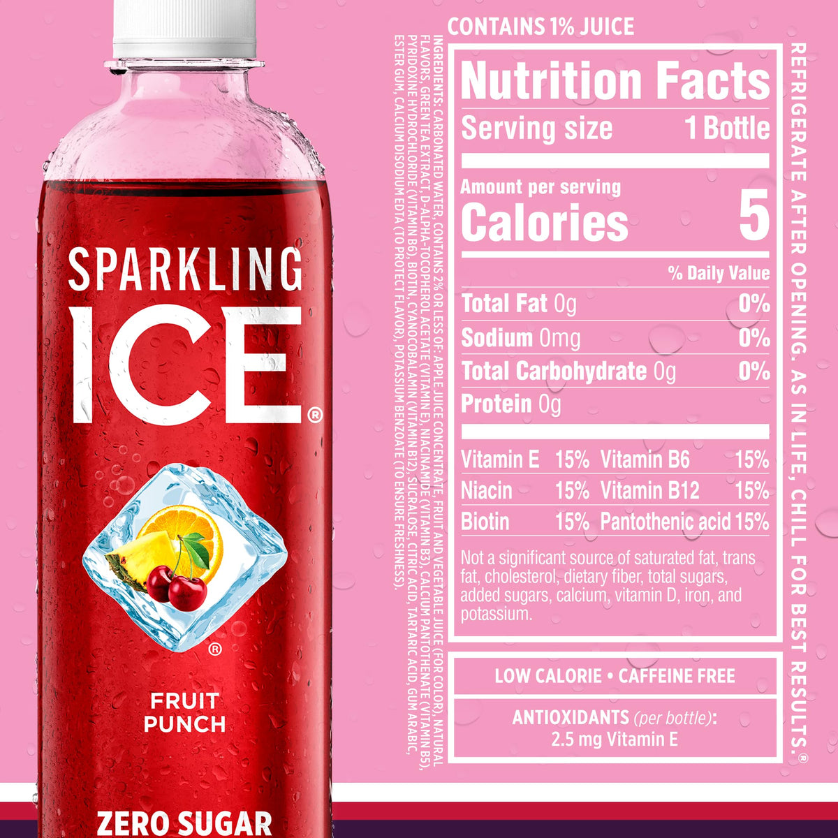 Sparkling Ice recyclable bottle packaging and eco-friendly design.