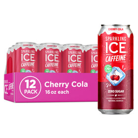 Sparkling Ice Shoppe Cherry Cola can delivers a bold caffeine kick and zero sugar.