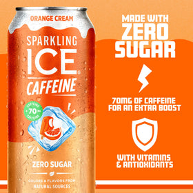 Close-up of label showing natural color and ingredients in Sparkling Ice Shoppe Orange Cream