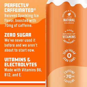 Nutrition panel of Sparkling Ice Shoppe Orange Cream highlights zero sugar and caffeine