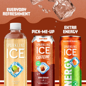 Sparkling Ice Shoppe Root Beer pour over glass illustrates refreshing energy.