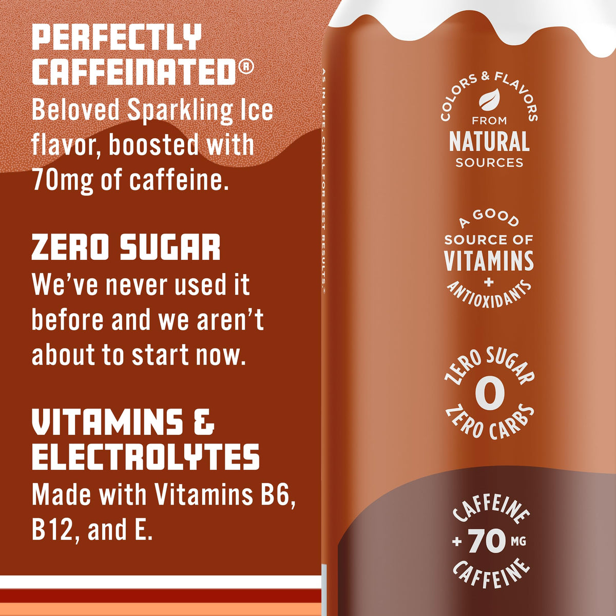 Sparkling Ice Shoppe Root Beer ingredients label close-up emphasizes natural colors.